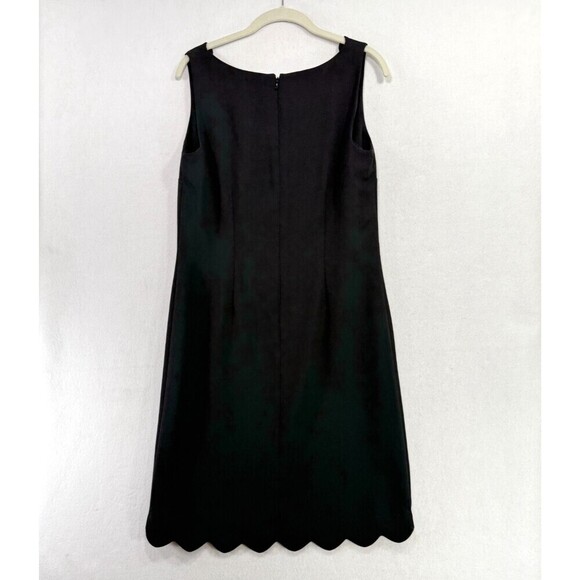 Talbots Dress Women 8 Black Sheath Scalloped Sleeveless Elegant Preppy Classic - Picture 2 of 14